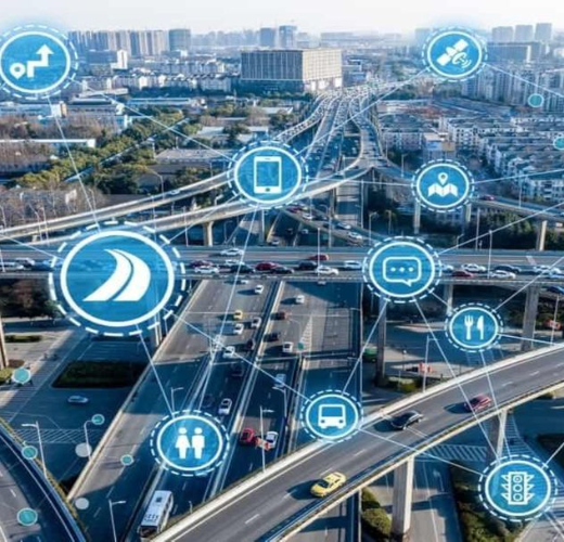 Smart transport fleet monitoring dashboard showing route compliance and live vehicle tracking